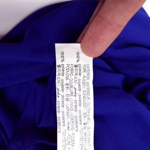 ZARA Ruched Draped Ruffle Shoulder Pad Bodycon Mini Dress Cobalt Womens Medium - Picture 7 of 8